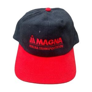 💙 Vintage Magna Transportation AJM Strapback Hat – Red & Black